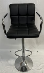 Leather and Chrome Adjustable Stool