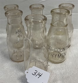 6 "Pint" Glass Creamery Bottles