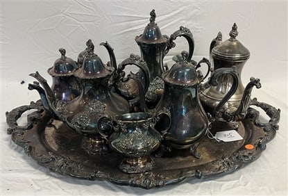 Large Silver plate Tea Service with Tray
