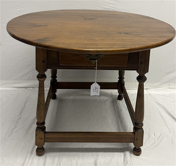 Round 1 Drawer Pine Table - 33" diameter (1 of 3)