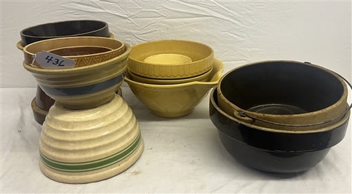 13 Yellow Ware Bowls