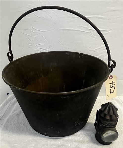 Brass Bucket and Railroad/ Police Lantern: Brass Bucket and Railroad/ Police Lantern