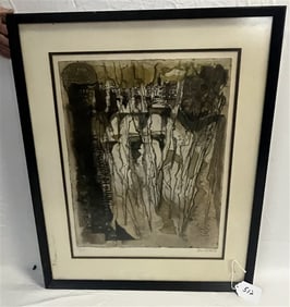 Pencil Signed and Numbered Abstract Lithograph