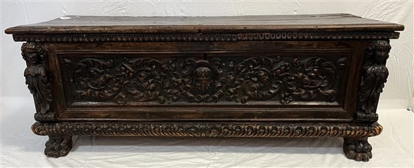 57 "18th Cent. Carved Continental Cassone