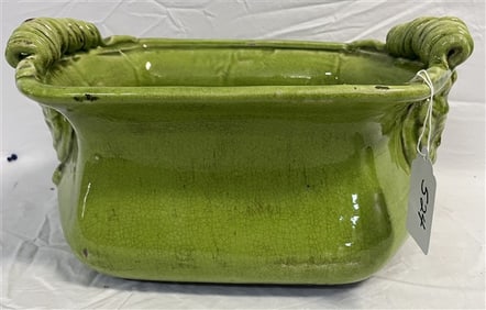 Green Glazed Ceramic Planter 16" L x 8"h