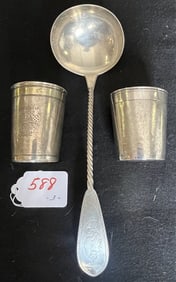Silver Ladle and 2 Bris Cups