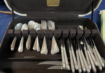Sterling Silver Flatware in Case plus 12 knives Approx 44 Troy