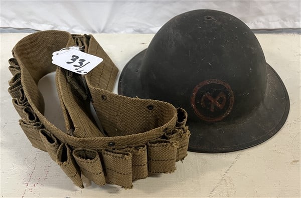 WWI Helmet and Cartridge Belt (1 of 3)