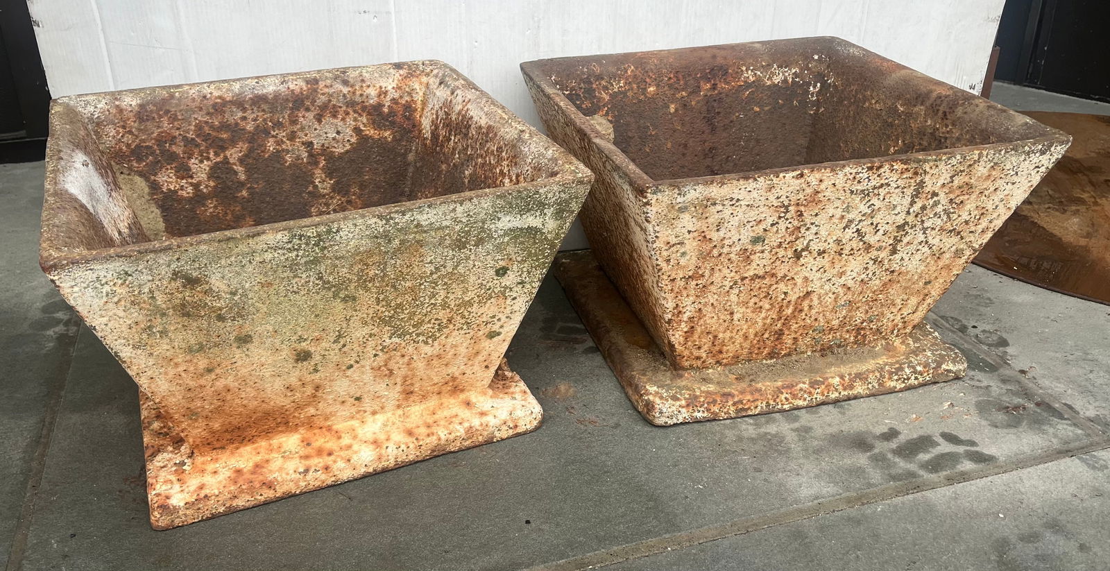 19th Cent Cast Iron Garden Planters 16" square x 10" high (1 of 3)