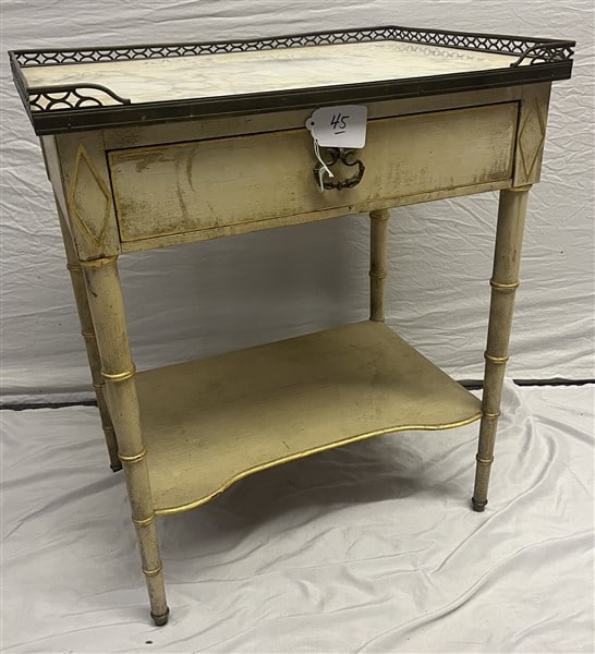 Marble Top Painted 1 Drawer Stand (1 of 3)