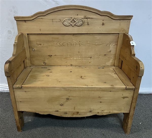 38" Lift Seat Washed Pine Bench 40" high (1 of 3)