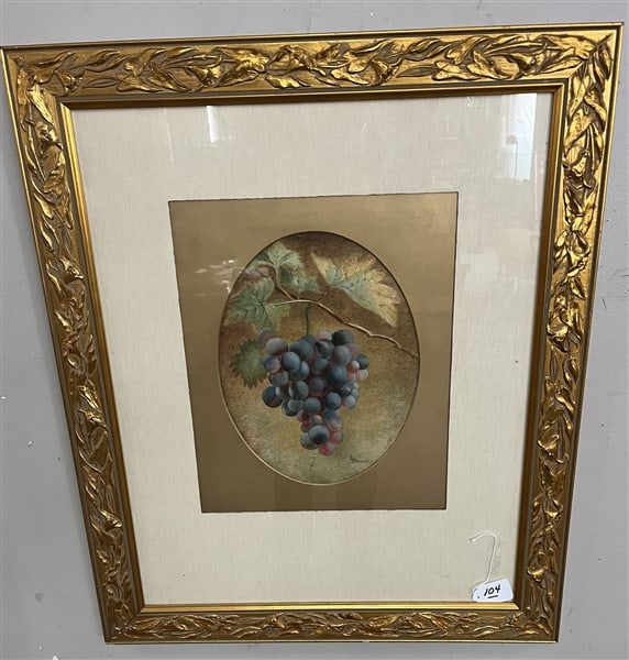 Framed Watercolor sgnd Severin Roesen 26 x 31: Framed Watercolor sgnd Severin Roesen 26 x 31