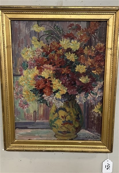 Framed Oil on Canvas Still Life W.E. Baum 15 x 19 (1 of 4)