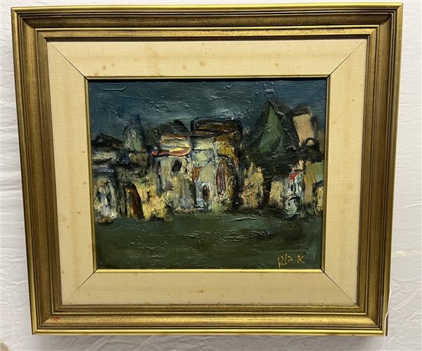 Vintage O/C Abstract initialled Lower Right 24 x 27 (1 of 3)