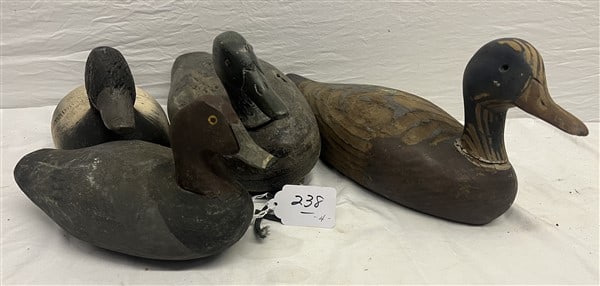 4 Carved Wooden Decoys: 4 Carved Wooden Decoys