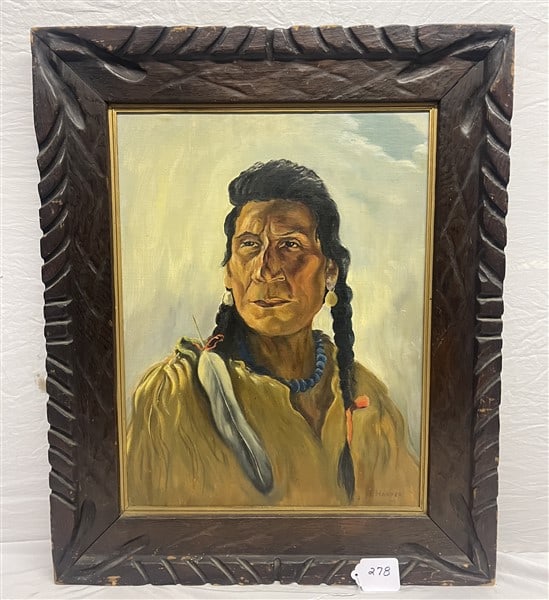 Indian Portrait O/C sgnd Harper 30 x 36: Indian Portrait O/C sgnd Harper 30 x 36