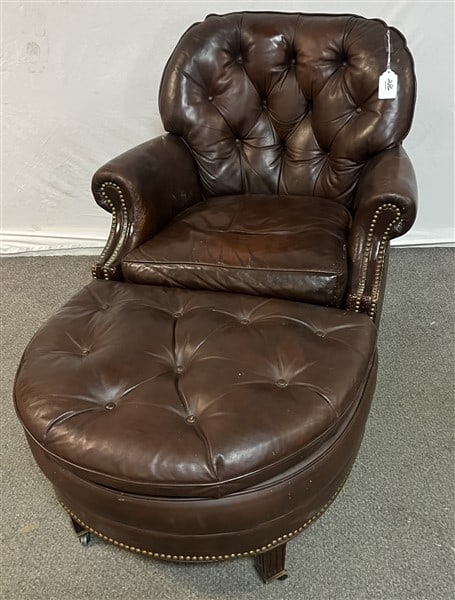Hancock and Moore Leather Chair and Ottoman brown: Hancock and Moore Leather Chair and Ottoman brown