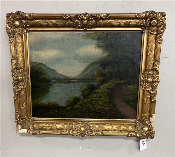 19th Cent O/C Riverscape unsigned 21 x 25 (1 of 3)