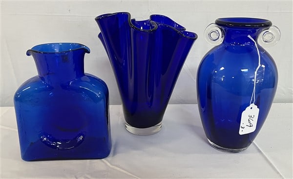 3 Pcs of Cobalt Glass Largest 10" (1 of 3)