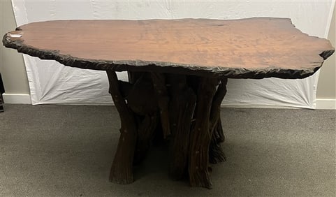 Carved "Live Edge" Adirondack Table