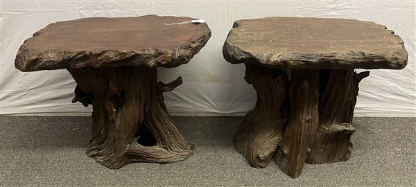 Pr. of Carved Tables/Stools