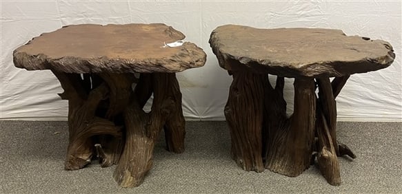 Pr. of Carved Tables/Stools
