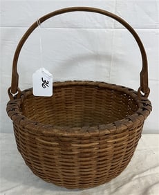 Exceptional 11" Antique Wicker Handled Basket