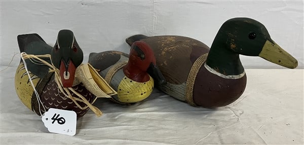 3 C.W. White Carved Duck Decoys (1 of 3)