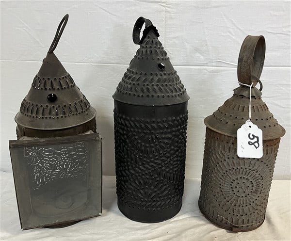 3 Pierced Tin Antique Lanterns (1 of 4)