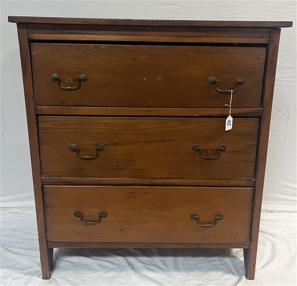 19th Cent. 3 Drawer Pine Chest - 37"w x 20"d x 41h (1 of 2)