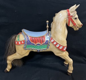 50+ Year Old Carved Wooden English Carousel Horse - 38"L x 36"h