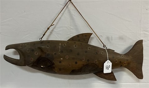 24" Carved Wooden Fish Decoy - Jim Arute