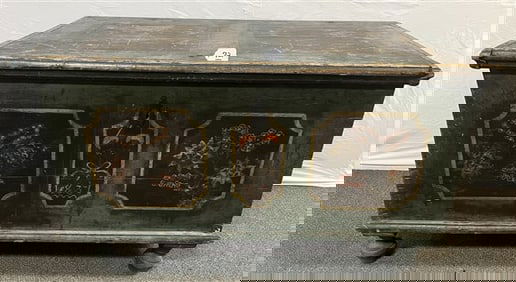 Paint Decorated 19th Cent. Scandinavian Trunk 46"w x 26"d x 28"h