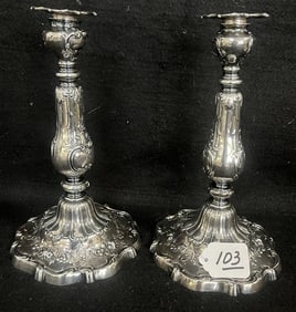 Gorgeous Pr. of 11" Sterling Candlesticks