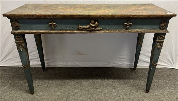 Stylish 51" Painted/ Faux Marble French Country Console - 34"h: Stylish 51" Painted/ Faux Marble French Country Console - 34"h