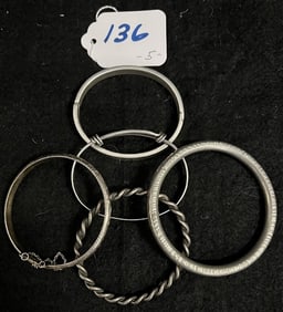 5 Sterling Bangles - 3.5 Troy
