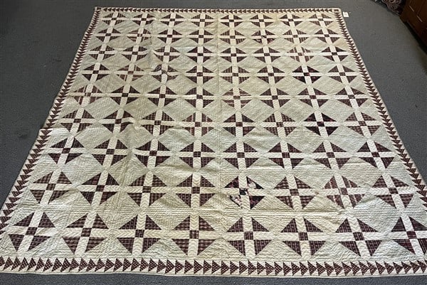 Antique Handmade Quilt - 8'-0" x 8'6": Antique Handmade Quilt - 8'-0" x 8'6"