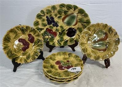 7 French Majolica Plates - Signed