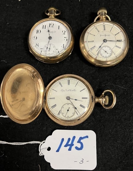 3 Men's Pocket Watches - N.Y. Standard, Illinois Watch, Elgin (1 of 3)