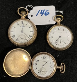 3 Men's Waltham Pocket Watches