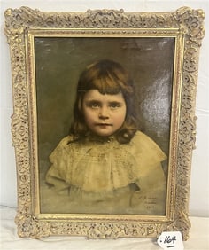 Framed Painting of Young Girl - 15" x 19"