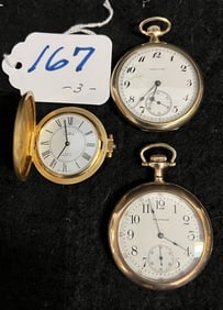 3 Men's Pocket Watches - Colibel and 2 Waltham