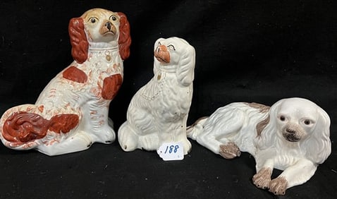 3 Staffordshire Dogs - Reclining Dog is Italian