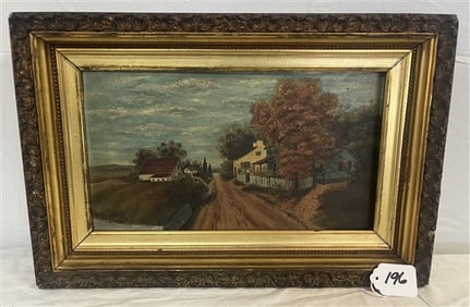 Framed oil on Artist Board "Country lane" 13" x 18"