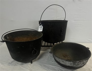 3 Early Cast Iron Pots