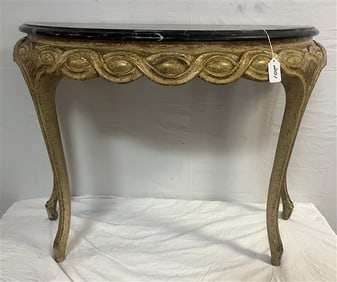 Paint Decorated Marble Top Designer Console 36"w x 29"h