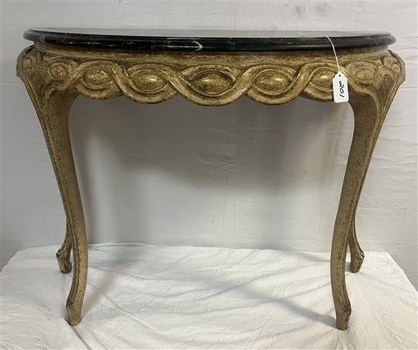 Paint Decorated Marble Top Designer Console 36"w x 29"h (1 of 3)