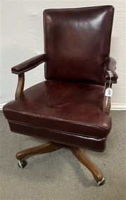 Tufted Leather Rolling Office Chair by Gunlocke