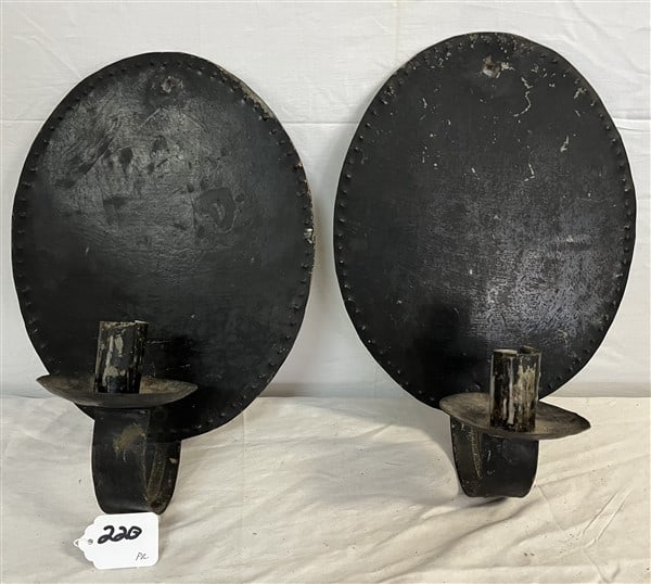 Pr. of 14" Antique Tole Candle Sconces (1 of 3)