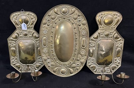 3 Pcs. of hammered Brass Wall Decor